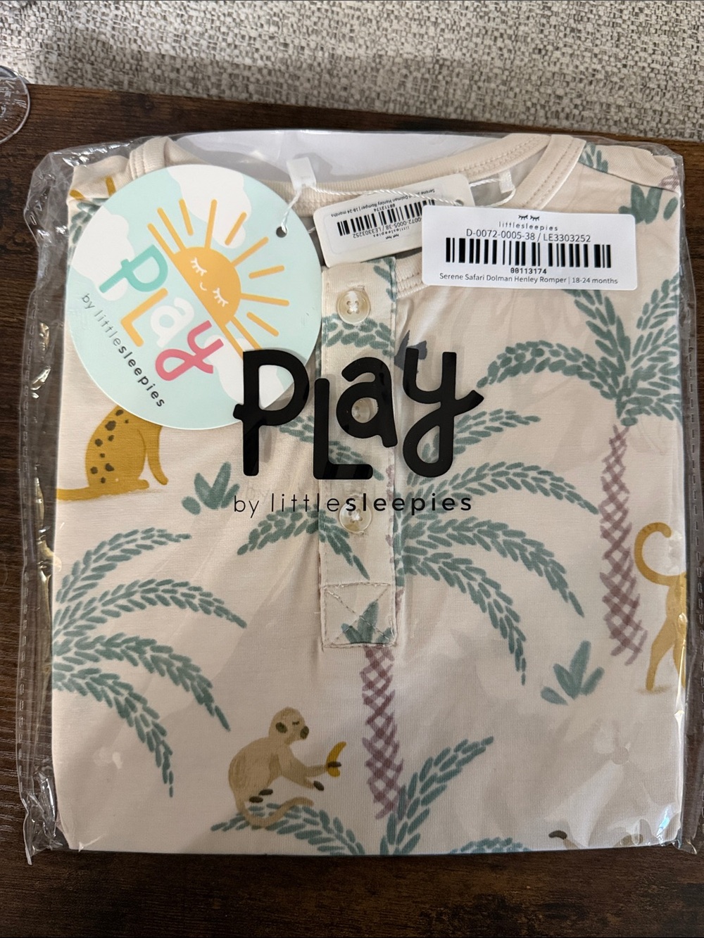 NWT Little Sleepies Serene Safari Dolman Henley Romper